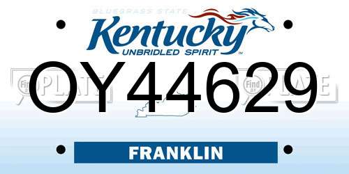 OY44629 Kentucky License Plate