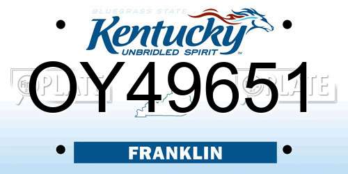 OY49651 Kentucky License Plate