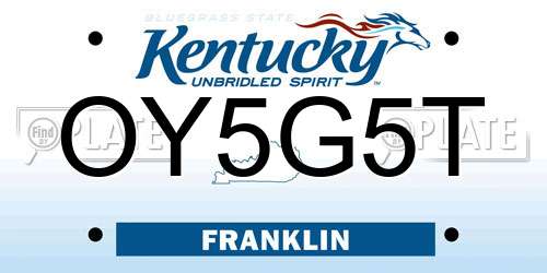 OY5G5T Kentucky License Plate