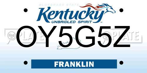 OY5G5Z Kentucky License Plate