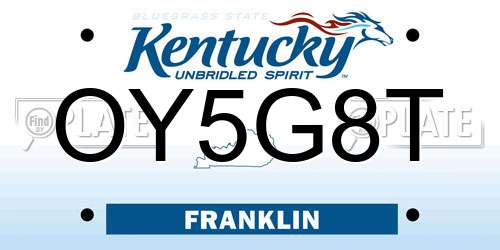 OY5G8T Kentucky License Plate