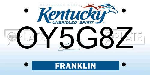 OY5G8Z Kentucky License Plate