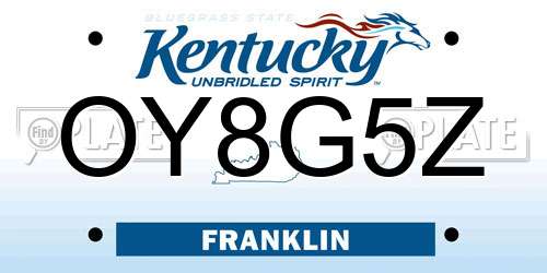 OY8G5Z Kentucky License Plate