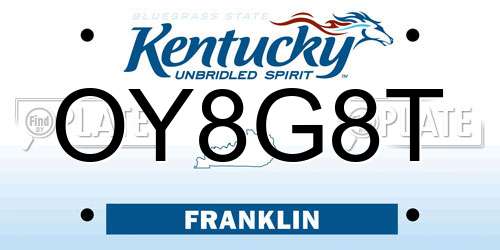 OY8G8T Kentucky License Plate