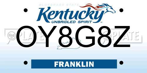 OY8G8Z Kentucky License Plate