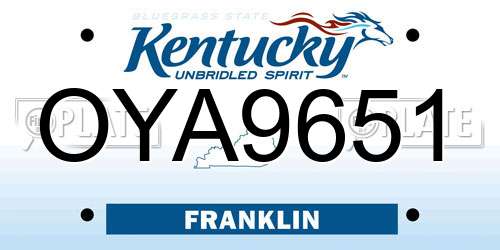 OYA9651 Kentucky License Plate
