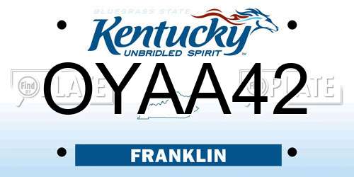 OYAA42 Kentucky License Plate