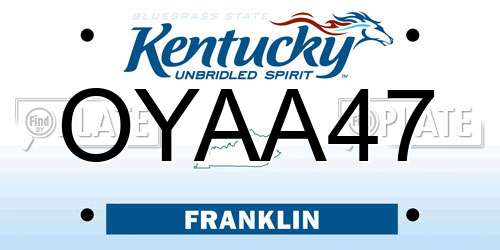 OYAA47 Kentucky License Plate