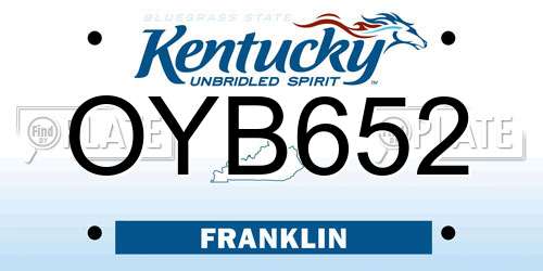 OYB652 Kentucky License Plate