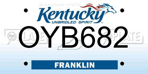 OYB682 Kentucky License Plate