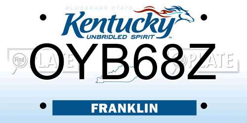 OYB68Z Kentucky License Plate