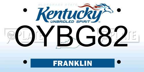 OYBG82 Kentucky License Plate