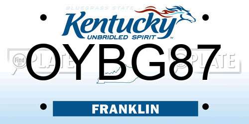OYBG87 Kentucky License Plate