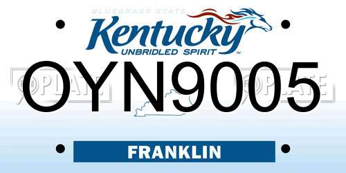 OYN9005 Kentucky License Plate