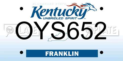 OYS652 Kentucky License Plate