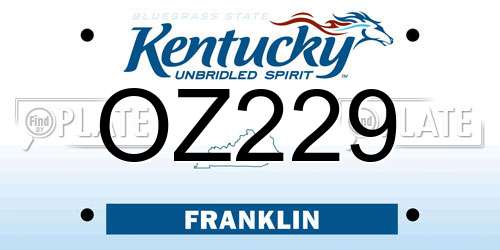 OZ229 Kentucky License Plate