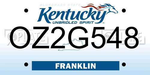OZ2G548 Kentucky License Plate