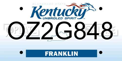 OZ2G848 Kentucky License Plate