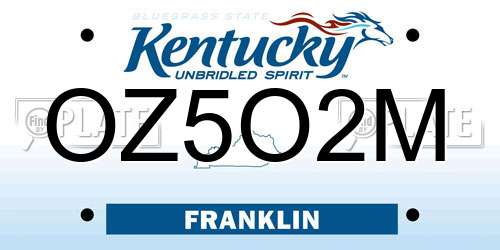 OZ5O2M Kentucky License Plate