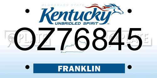 OZ76845 Kentucky License Plate