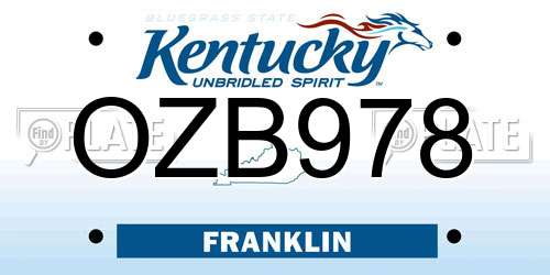 OZB978 Kentucky License Plate