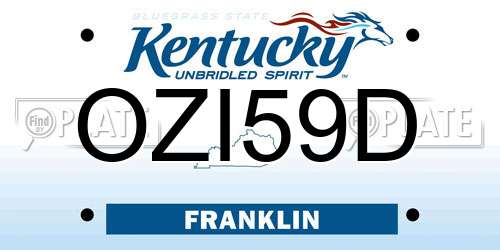 OZI59D Kentucky License Plate