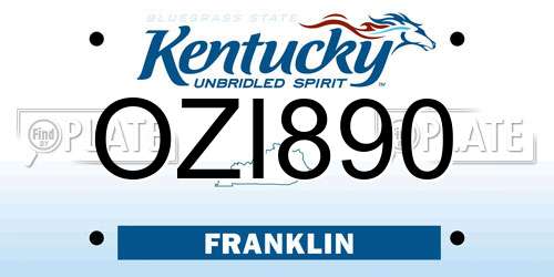 OZI890 Kentucky License Plate