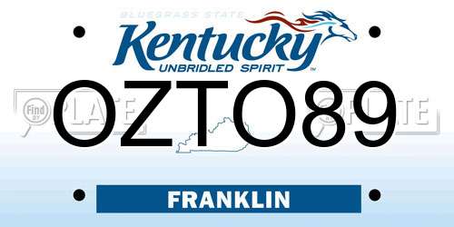 OZTO89 Kentucky License Plate