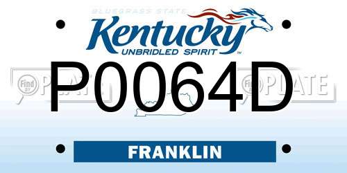 P0064D Kentucky License Plate