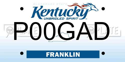 P00GAD Kentucky License Plate