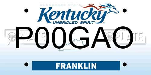 P00GAO Kentucky License Plate
