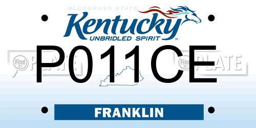 P011CE Kentucky License Plate