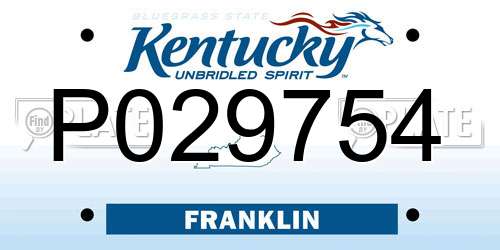P029754 Kentucky License Plate