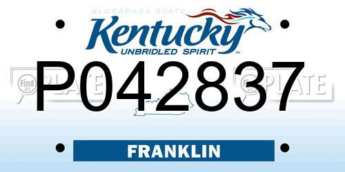 P042837 Kentucky License Plate