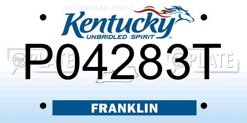 P04283T Kentucky License Plate
