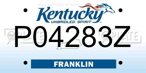 P04283Z Kentucky License Plate