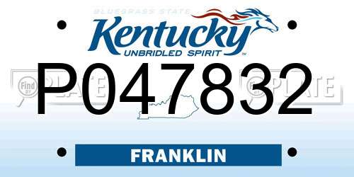 P047832 Kentucky License Plate