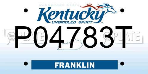 P04783T Kentucky License Plate