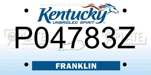 P04783Z Kentucky License Plate