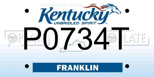 P0734T Kentucky License Plate