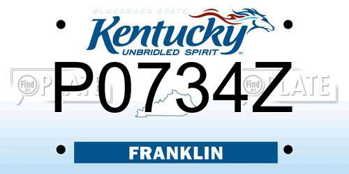 P0734Z Kentucky License Plate