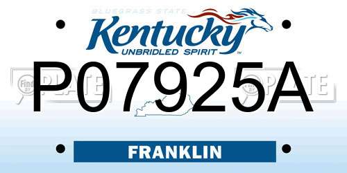 P07925A Kentucky License Plate