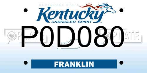 P0D080 Kentucky License Plate