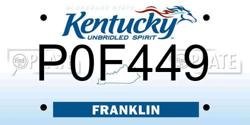 P0F449 Kentucky License Plate