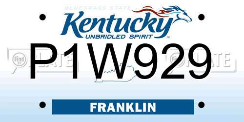 P1W929 Kentucky License Plate
