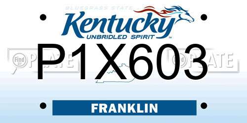 P1X603 Kentucky License Plate