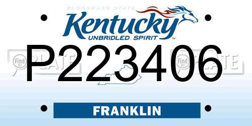 P223406 Kentucky License Plate