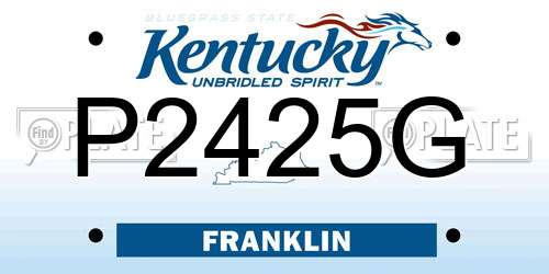 P2425G Kentucky License Plate