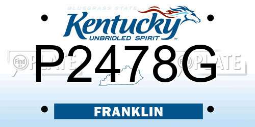 P2478G Kentucky License Plate