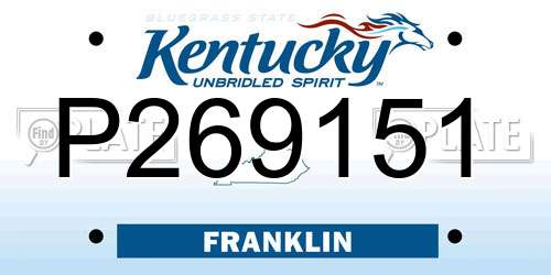 P269151 Kentucky License Plate